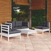 Set Divani da Giardino 5 pz con Cuscini in Massello di Pino 3096179