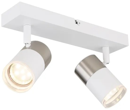 Globo 57851-2 - Faretto BRISBON 2xGU10/25W/230V bianco/cromo