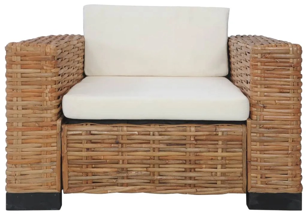 Set divani 3 pz con cuscini in rattan naturale