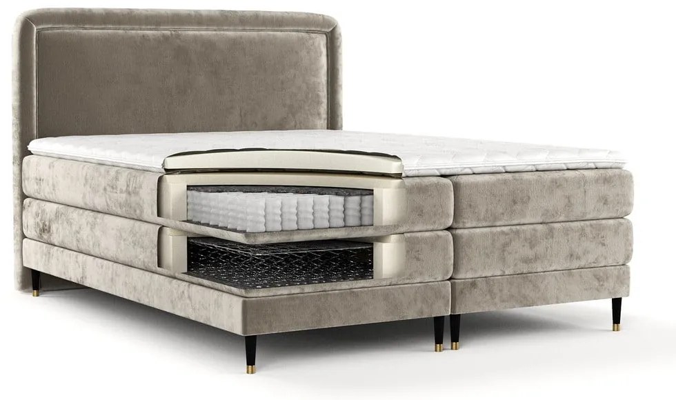 Letto boxspring marrone chiaro 160x200 cm Dove - Maison de Rêve