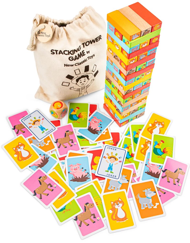 Torre Jenga in legno con animali