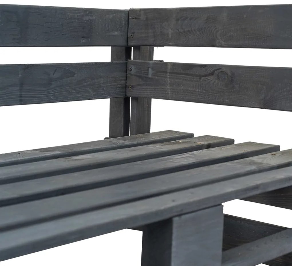 Panca da giardino angolare con pallet in legno grigio