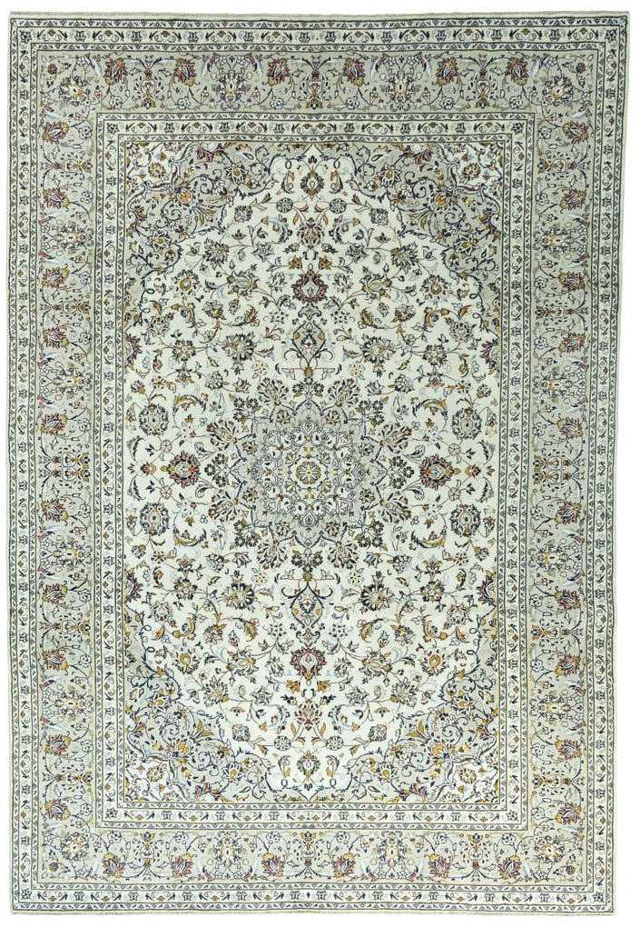 Kashan Tappeto 360x250 Beige (Iran) Annodato A Mano