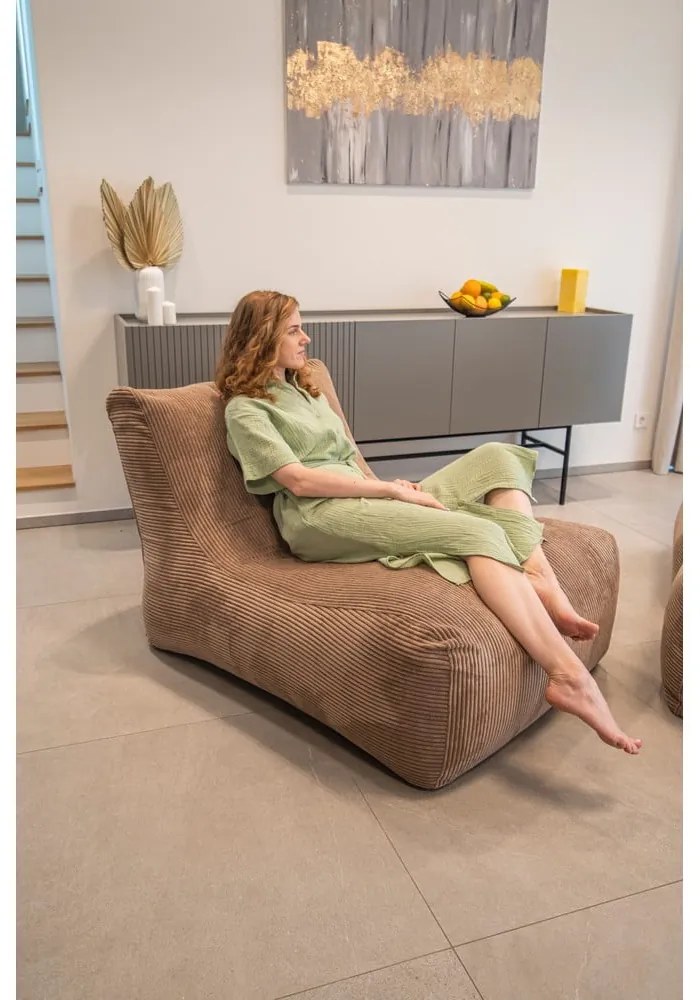 Puof a sacco verde con rivestimento in velluto a coste Lounge 100 – SLOWDOWN