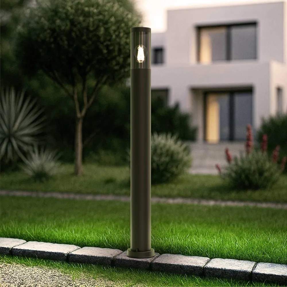 Paletto da Giardino Nero 100cm DarkLight, Acciaio INOX, base E27 Colore Nero