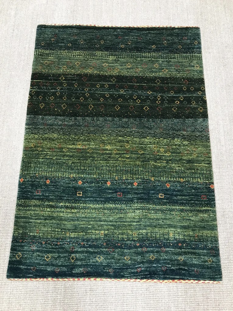 Loribaft Tappeto 100 x 140 Verde (Iran) Annodato A Mano