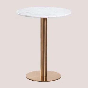 Tavolo Da Bar Rotondo In Marmo Cosmopolitan Bianco & Ø60 Cm & Oro Rosa - Sklum