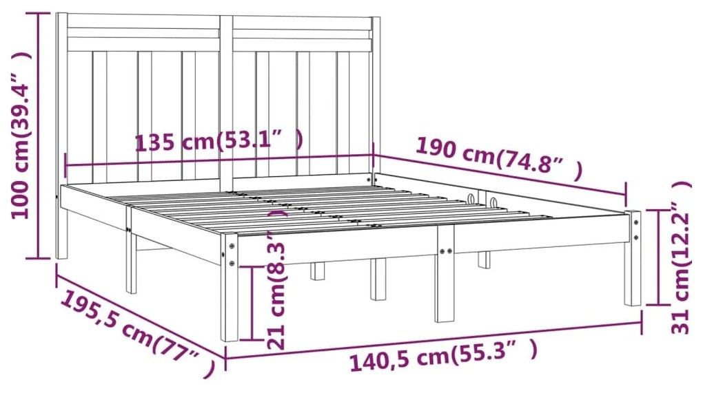 Giroletto in Legno Massello 135x190 cm Double