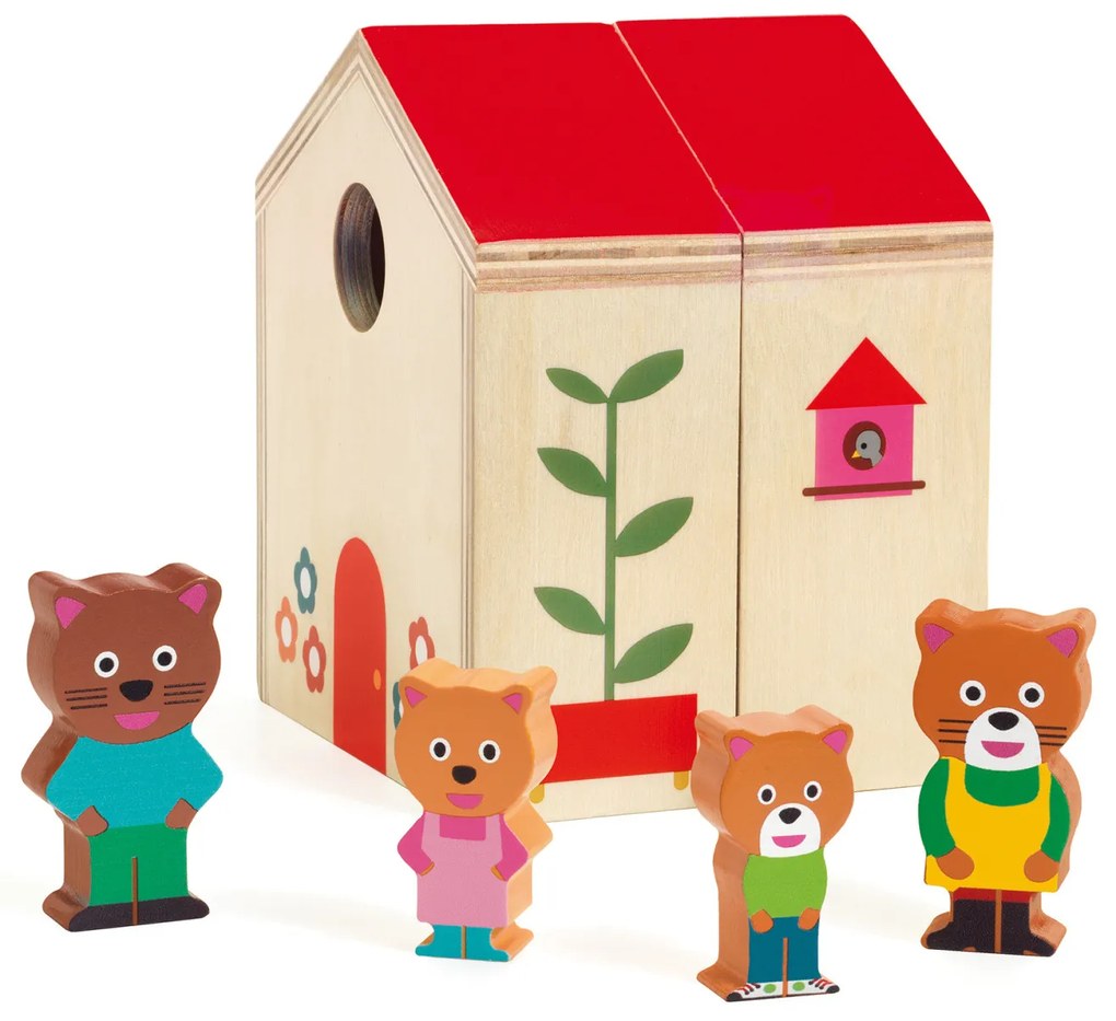Mini casa di legno con animali