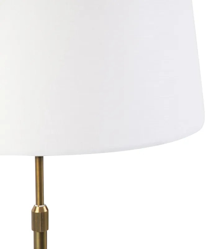 Lampada da tavolo in bronzo con paralume in lino bianco 35 cm - Parte