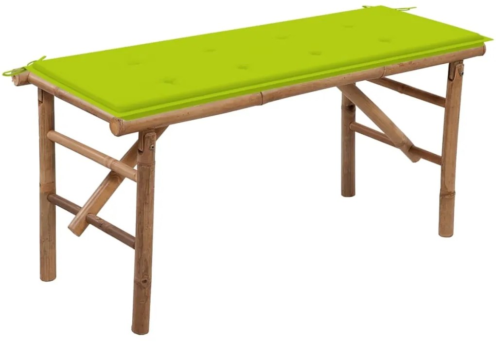 Panca da giardino pieghevole con cuscino 118 cm in bambù