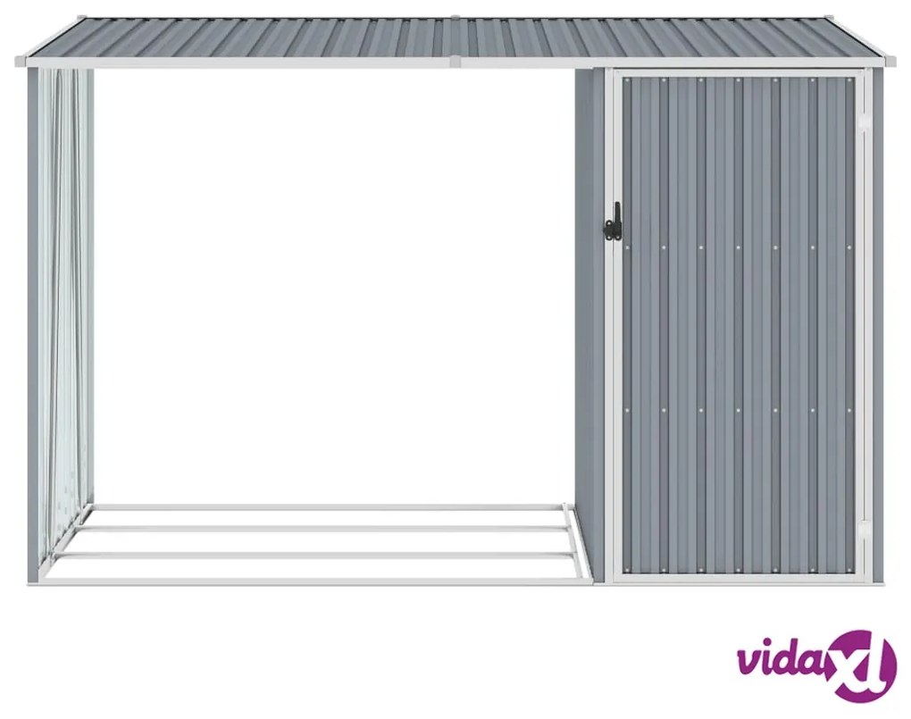 vidaXL Capanno per Legna Grigio 245x98x159 cm in Acciaio Zincato