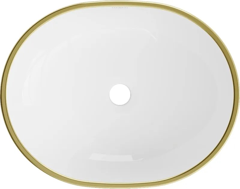 Mexen Viki lavabo da appoggio 48 x 35 cm, bianco/bordo oro - 21054805