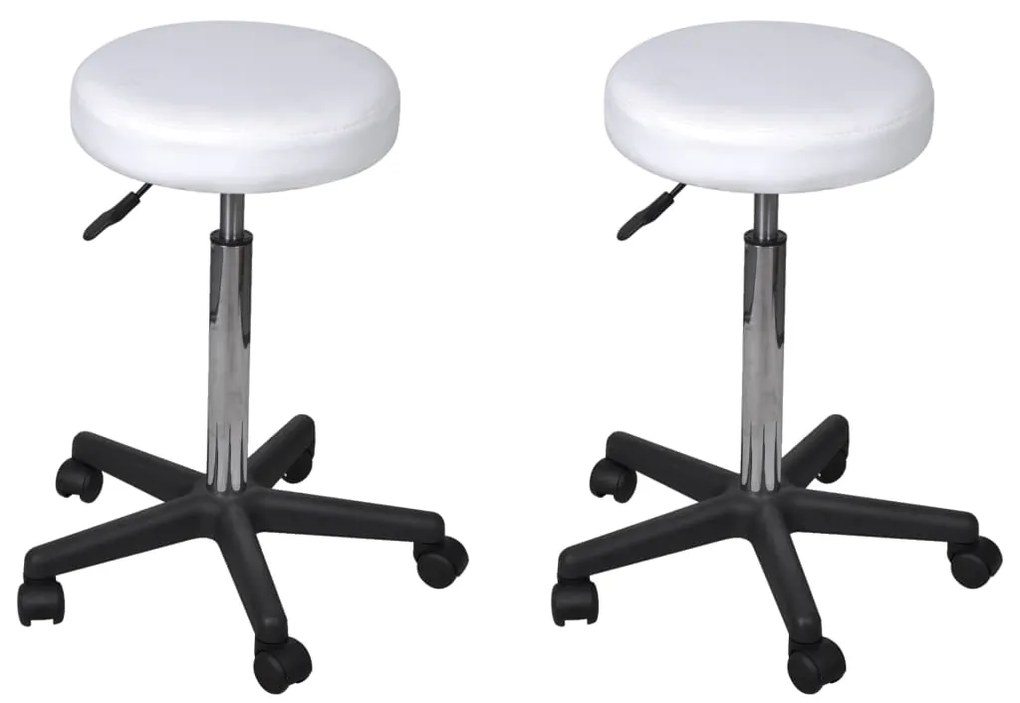 Sgabelli Da Ufficio 2 Pz Bianchi 35,5x84 Cm İn Similpelle /