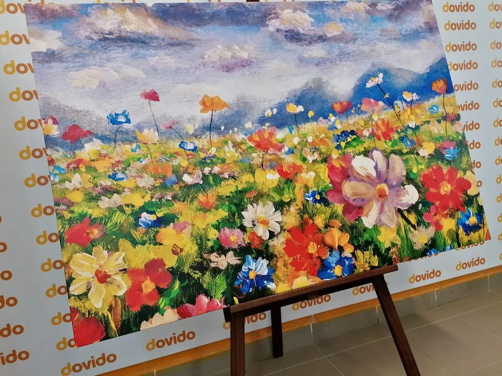 Stampa su tela – Pittura a olio di fiori selvatici