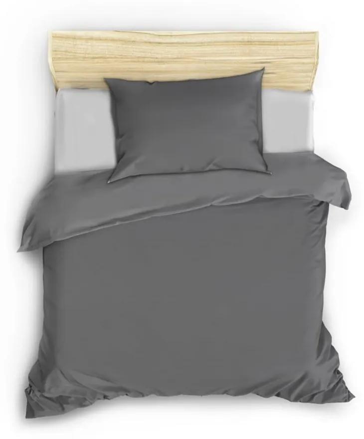 Biancheria da letto singola in cotone sateen grigio scuro 140x200 cm - Mijolnir