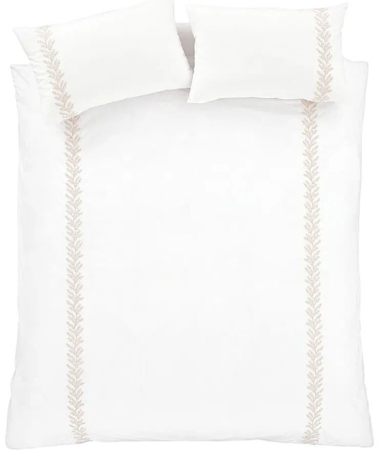Biancheria da letto bianca/beige in cotone per letto matrimoniale 200x200 cm Embroidery Leaf – Bianca