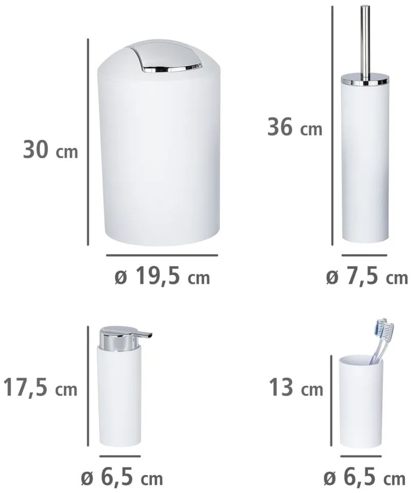 Set di accessori per il bagno bianco in plastica Calvo – Wenko