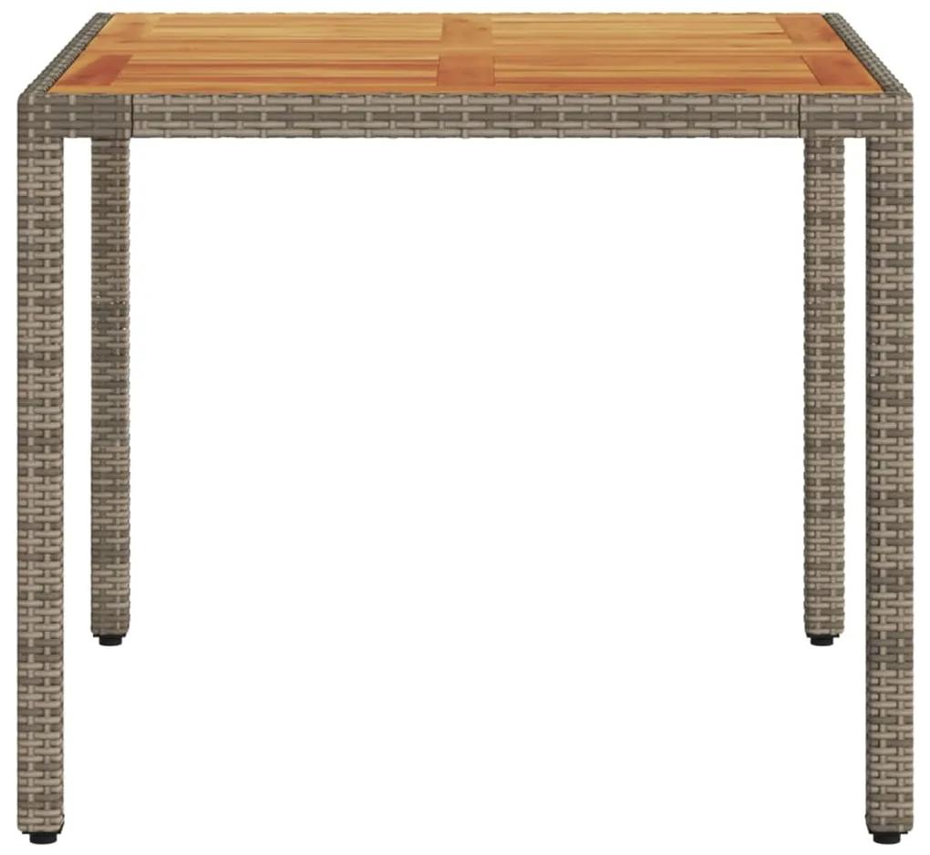 Tavolo giardino piano legno acacia grigio 90x90x75cm polyrattan
