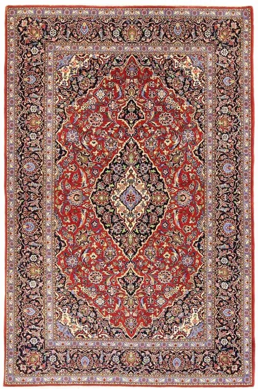 Kashan Tappeto 140x220 Rosso (Iran) Annodato A Mano