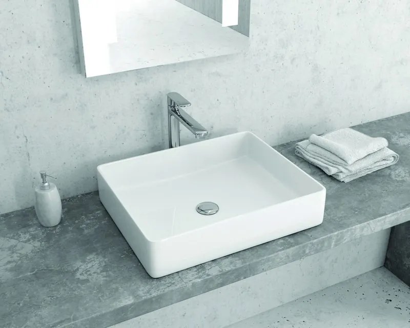 Lavabo appoggio 51cm design moderno ceramica slim Litos-0002 - KAMALU