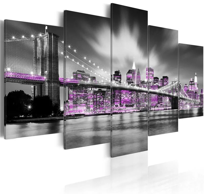 Quadro  New York color ametista  Colore Grigio, Dimensioni e Misure 100x50