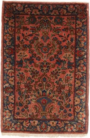 Antik Floreale Rosso Mattone Blu Scuro 60x90 Cm