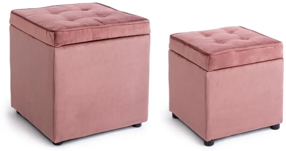 Set di 2 pouf contenitore rosa GARLAND