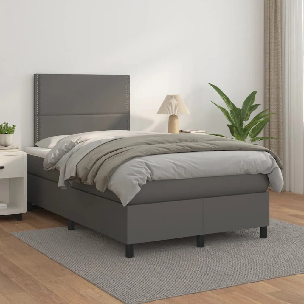 Giroletto A Molle Con Materasso Grigio 120x200 Cm İn Similpelle /