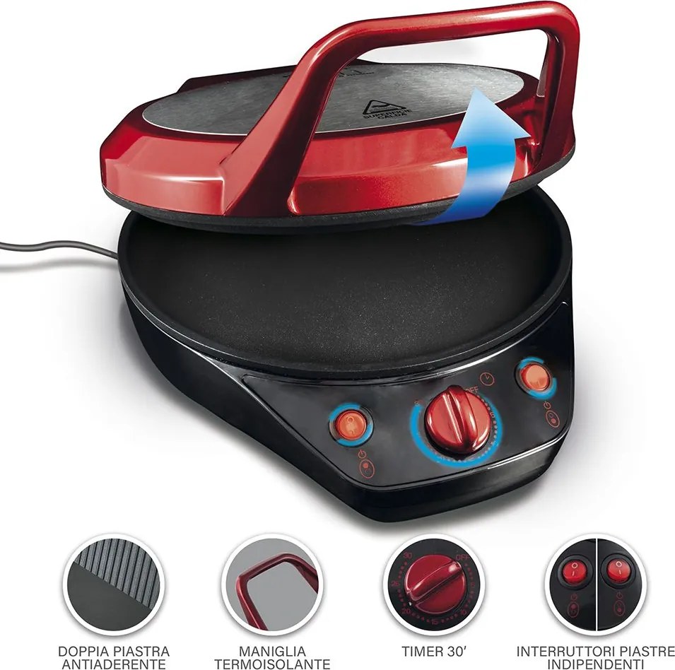 Piano Cottura Multifunzione Duadine 3 in 1 Antiaderente 1200W Kooper Italì Pizza Maker...