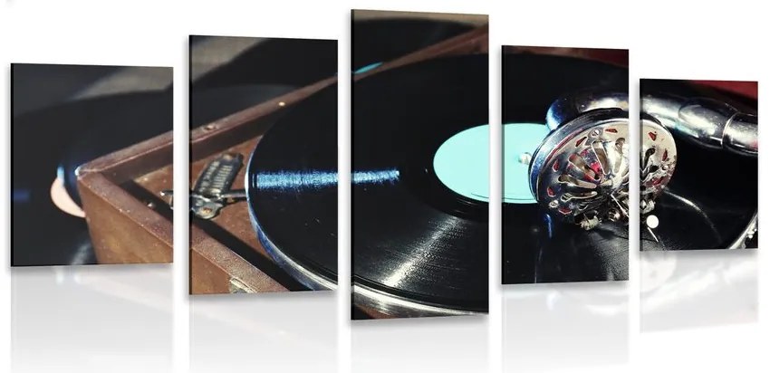 Quadri 5 pezzi – Grammofono con disco in vinile