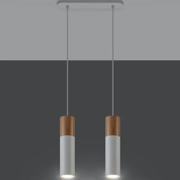 Sollux SL.0629 - Lampadario a sospensione con filo PABLO 2xGU10/40W/230V bianco