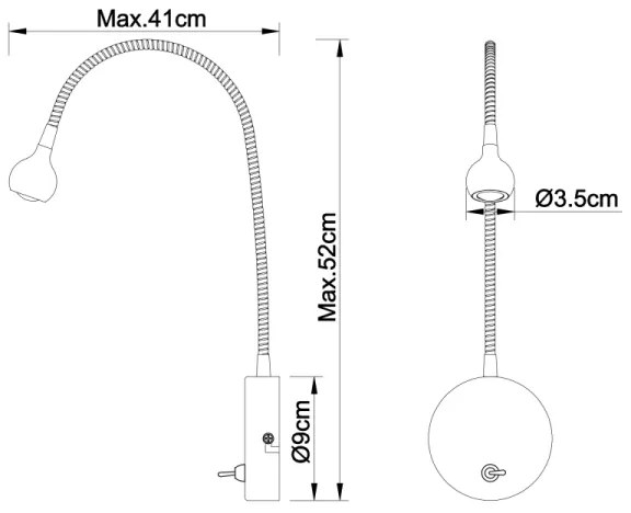 Globo 24109W - LED Flessibile piccola lampada SERPENT 1xLED/3W/230V