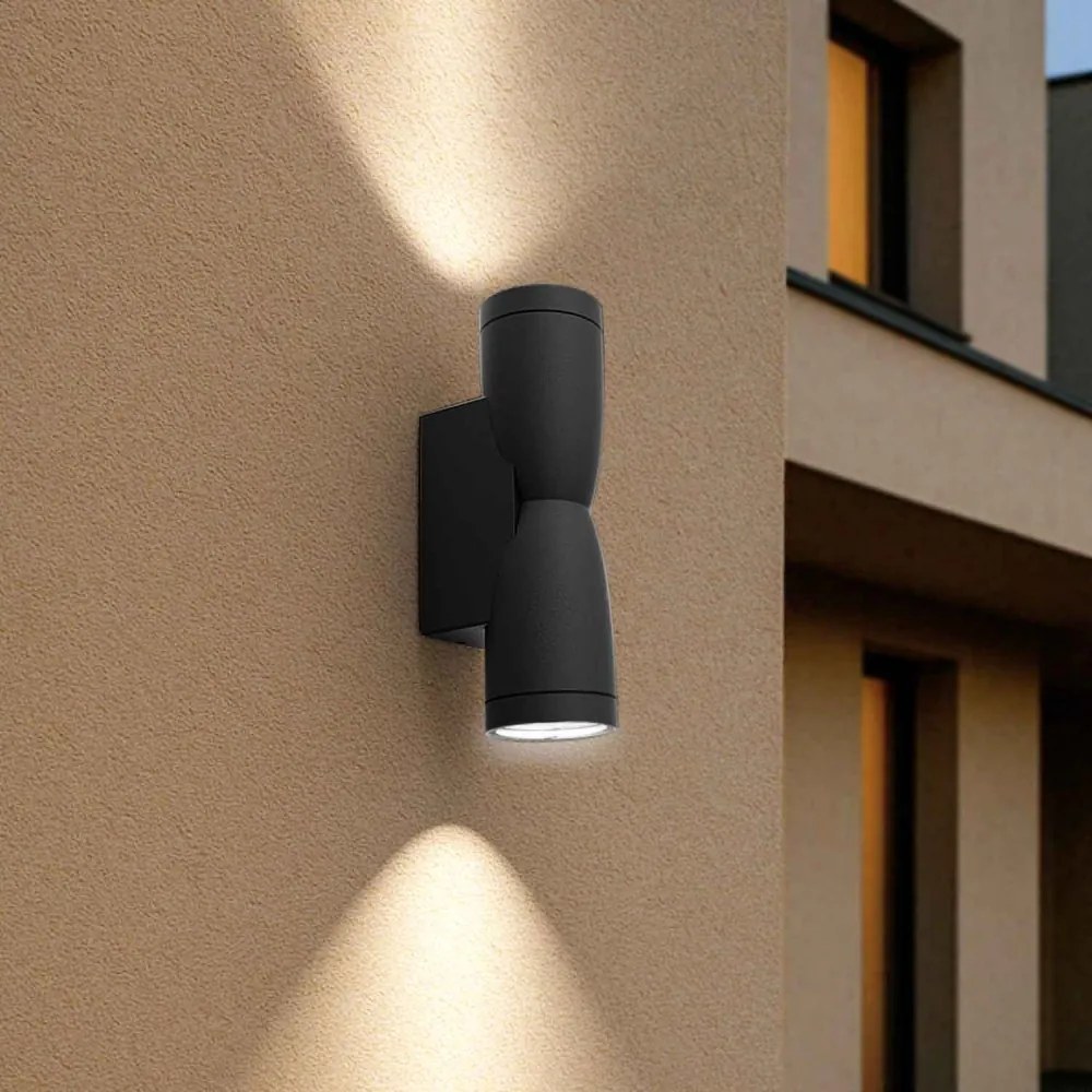 Applique Conica a Clessidra Bidirezionale, IP65 GU10 - Nera Colore del corpo Nero