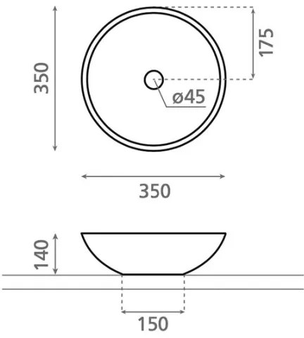 Bathco 4015 - Lavabo da appoggio CASTELLON Ø 35 cm porcellana/bianco