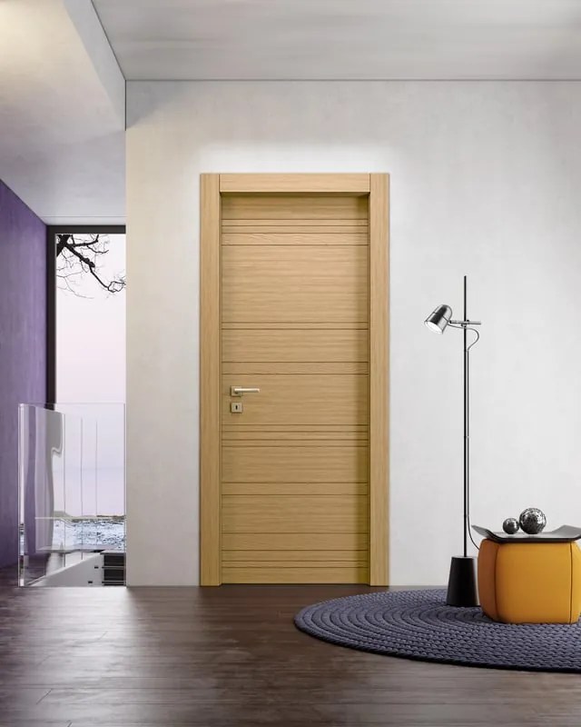 Porta battente Pta Incanto F Neu 80X210 8,5/12,5 Rev. rovere L 80 x H 210 cm reversibile