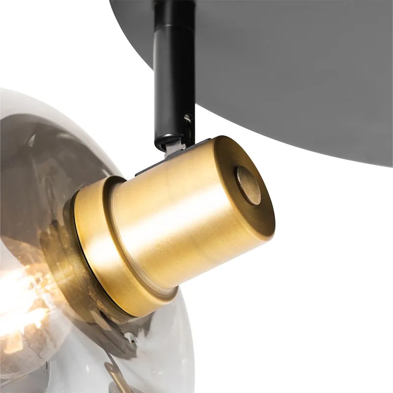 Faretto da soffitto nero con oro e vetro fumé 3 luci - Zuzanna