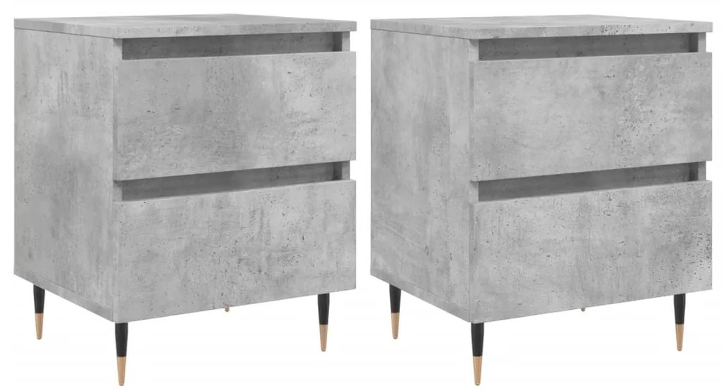 Comodini 2pz Grigio Cemento 40x35x50 cm in Legno Multistrato