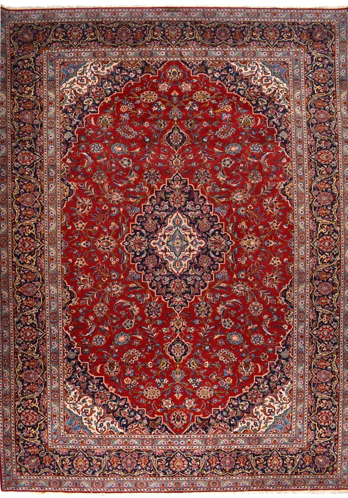Kashan Tappeto 430x310 Rosso (Iran) Annodato A Mano