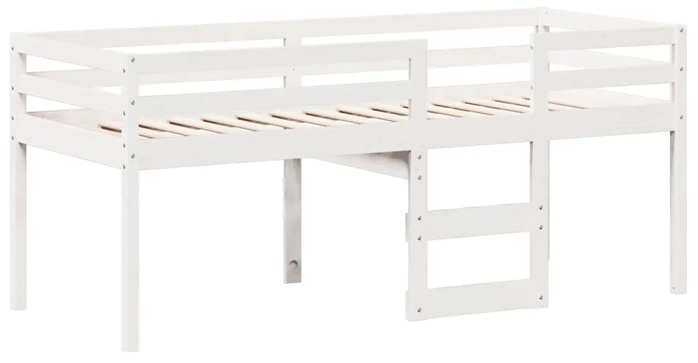 Letto a soppalco con tetto bianco 80x200 cm in legno di pino