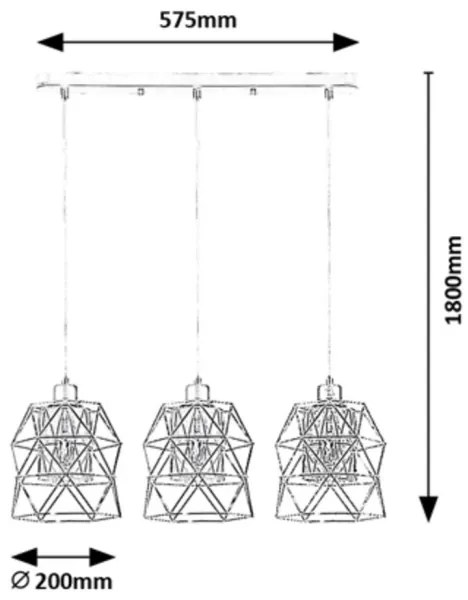 Rabalux 72113 - Lampadario a cavo EMRYS 3xE27/40W/230V