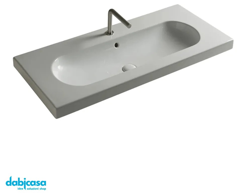 Ceramica Tecla "Edo-Wide" Lavabo Da Incasso o Sospeso 45x100 Cm Bianco Lucido