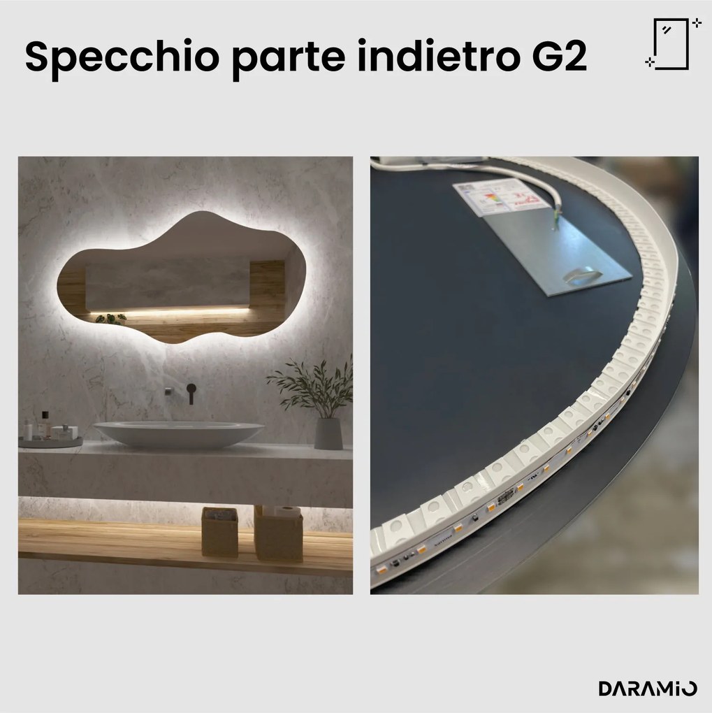 Specchio asimmetrico con luce LED G2