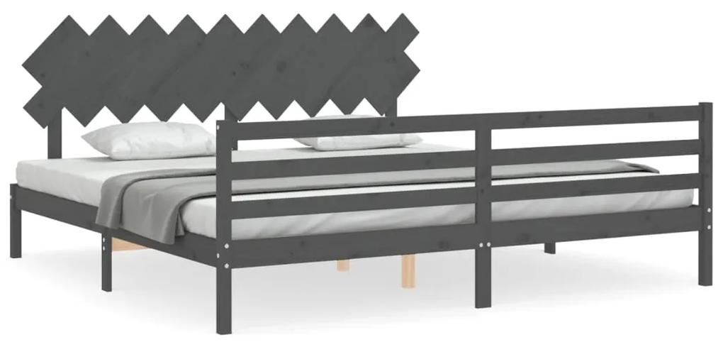 Giroletto con testiera grigio 200x200 cm in legno massello