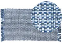 Tappeto blu marino rettangolare in cotone fatto a mano 80x150 cm stile boho eclettico