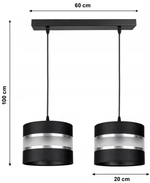 Lampadario a sospensione con filo CORAL 2xE27/60W/230V nero