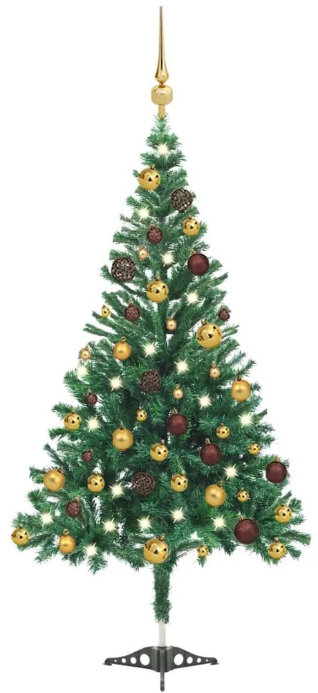 Set Albero Natale Artificiale con LED e Palline, Rami Variabili, Decorazione Natalizia, 120 cm