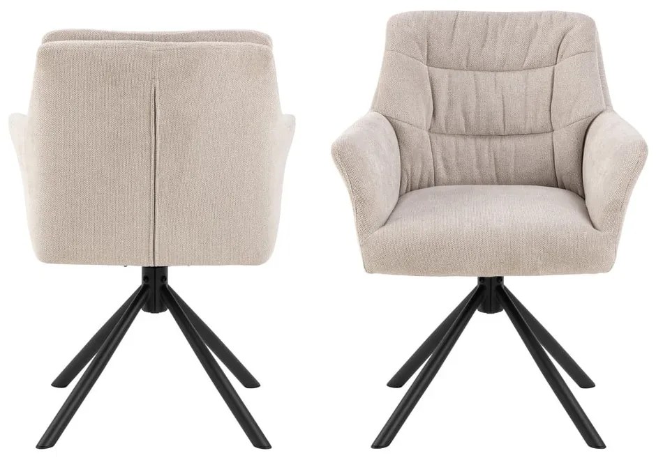 Sedia da pranzo beige in imbottito con braccioli Alonso – Actona