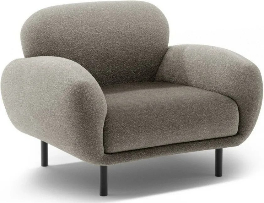 Poltrona grigia con rivestimento in bouclé Poppy – Micadoni