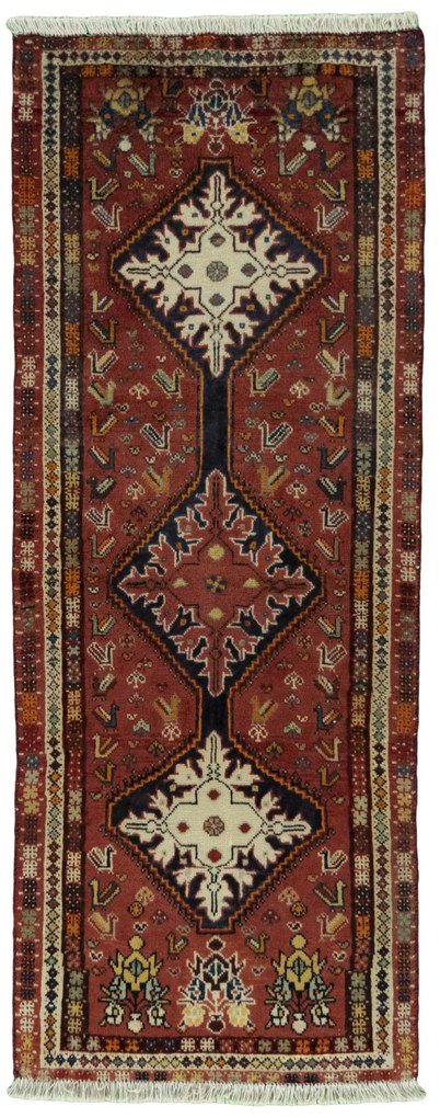 Shiraz Tappeto persiano 170 x 70 Rosso (Iran) Annodato A Mano